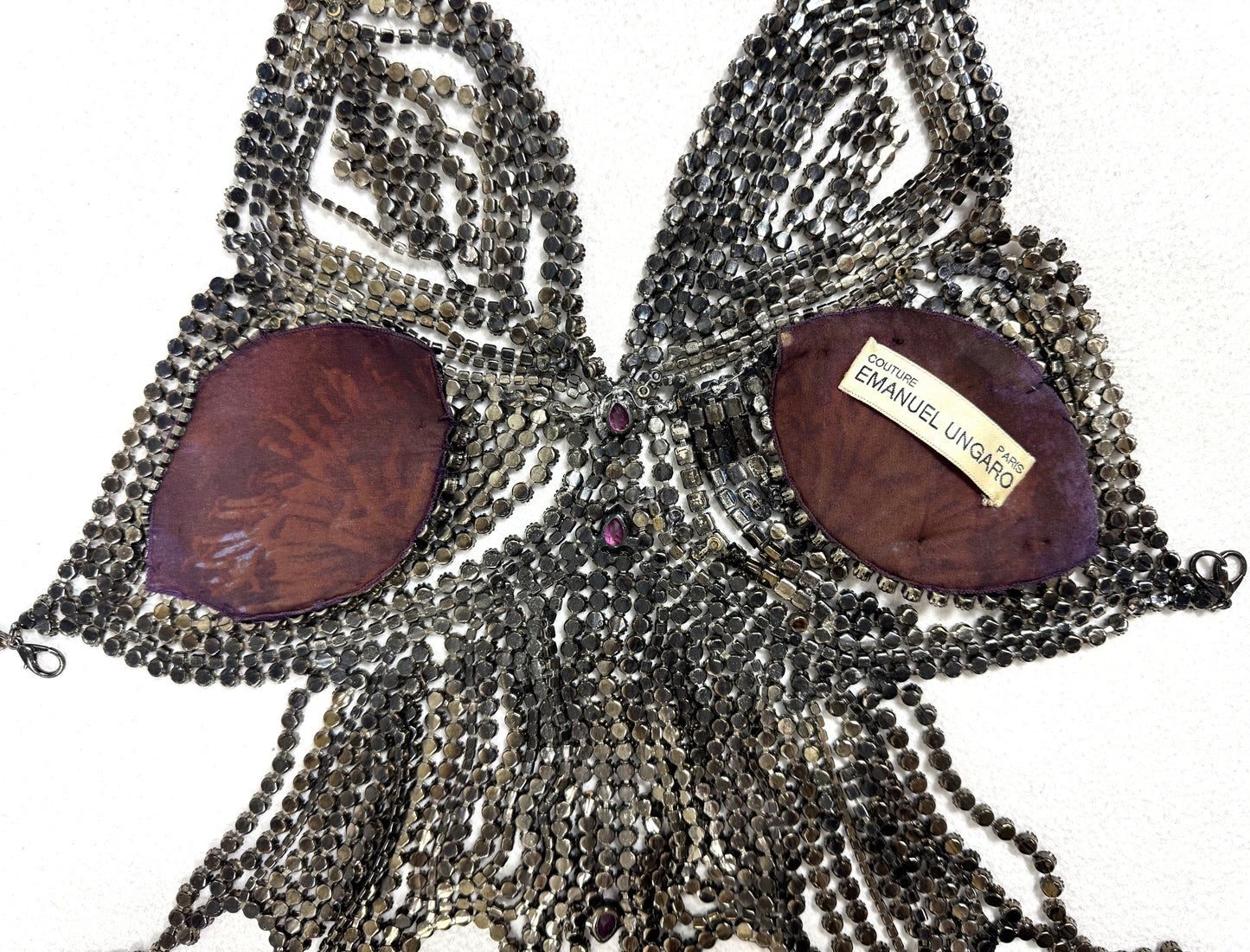 S/S 2000 Emanuel Ungaro HAUTE COUTURE RARE Runway Butterfly Crystal Chain Necklace Top
