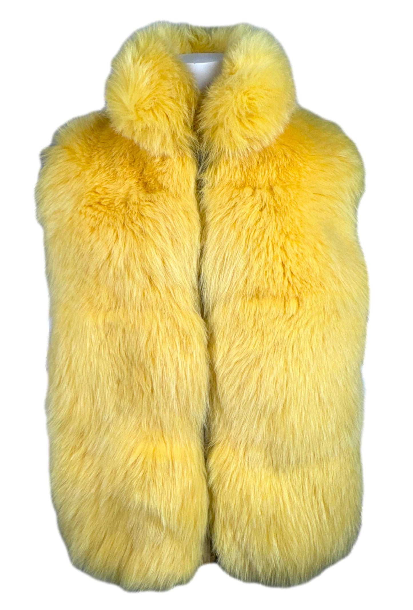 S/S 2000 Givenchy by Alexander McQueen Yellow Fox Fur Vest Jacket