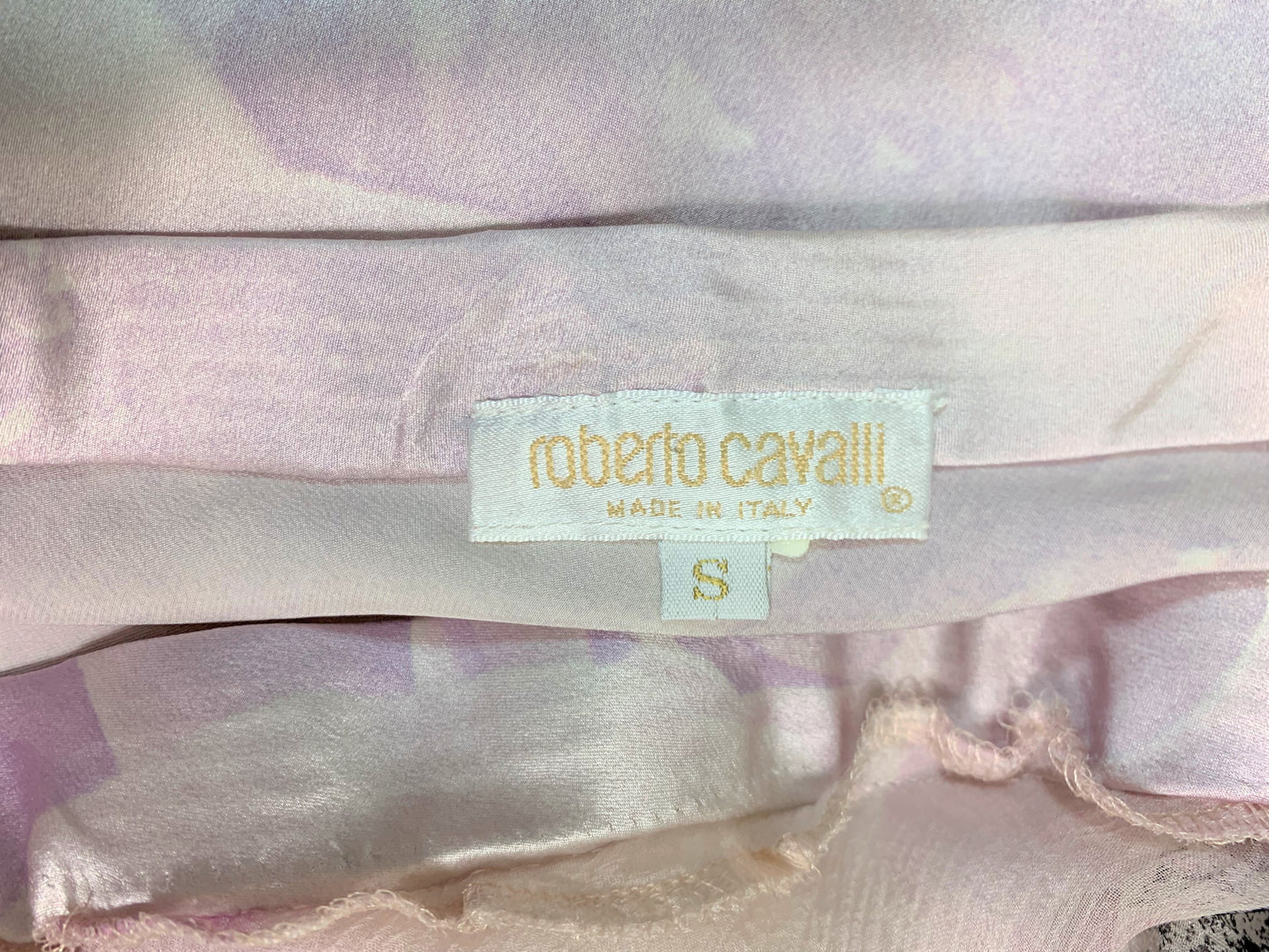 S/S 2000 Roberto Cavalli Runway Plunging Silk Dress w Crystal Chain Necklace