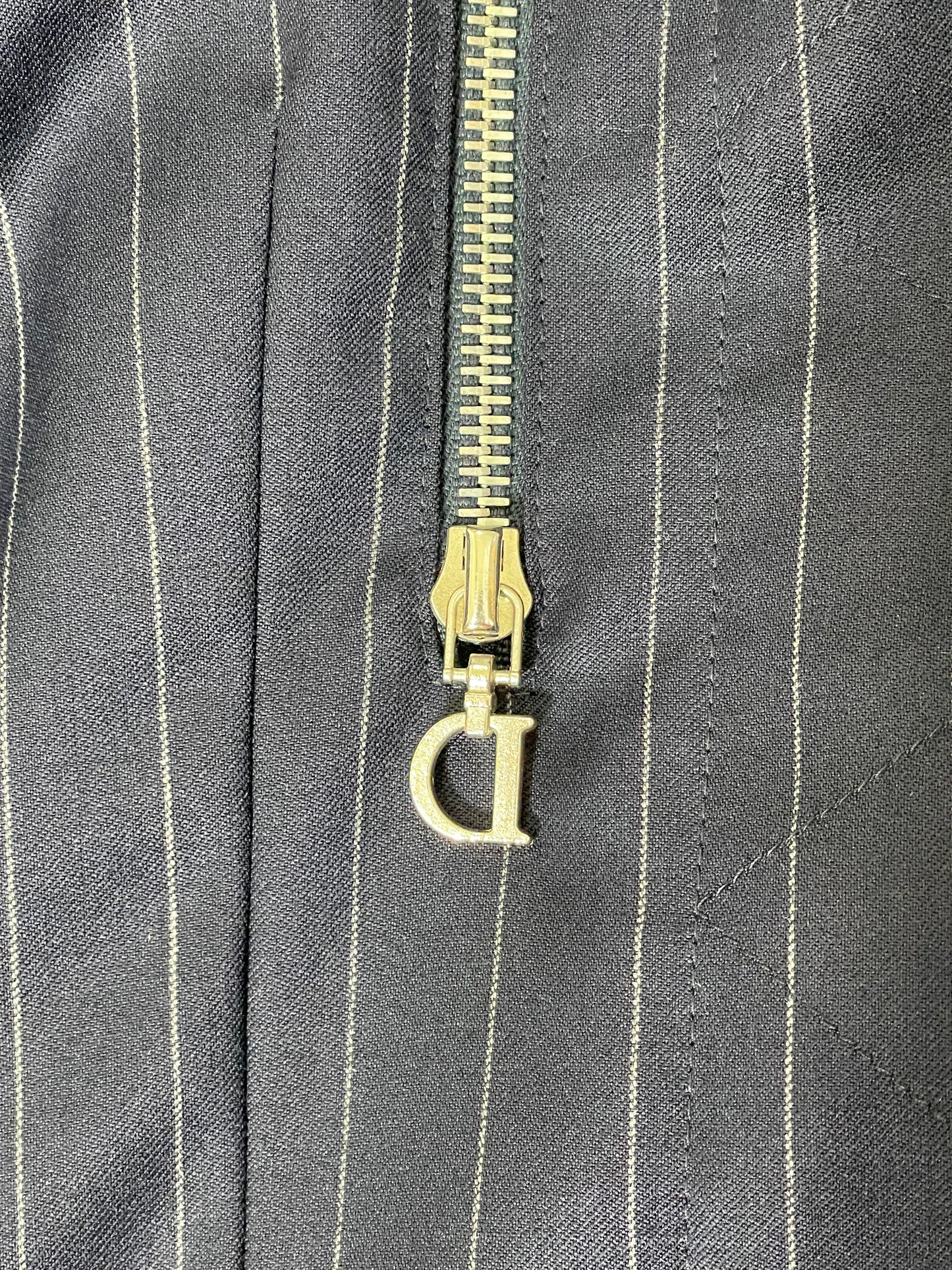 S/S 2001 Christian Dior by John Galliano Navy Blue Pinstripe Air Force Military Jacket