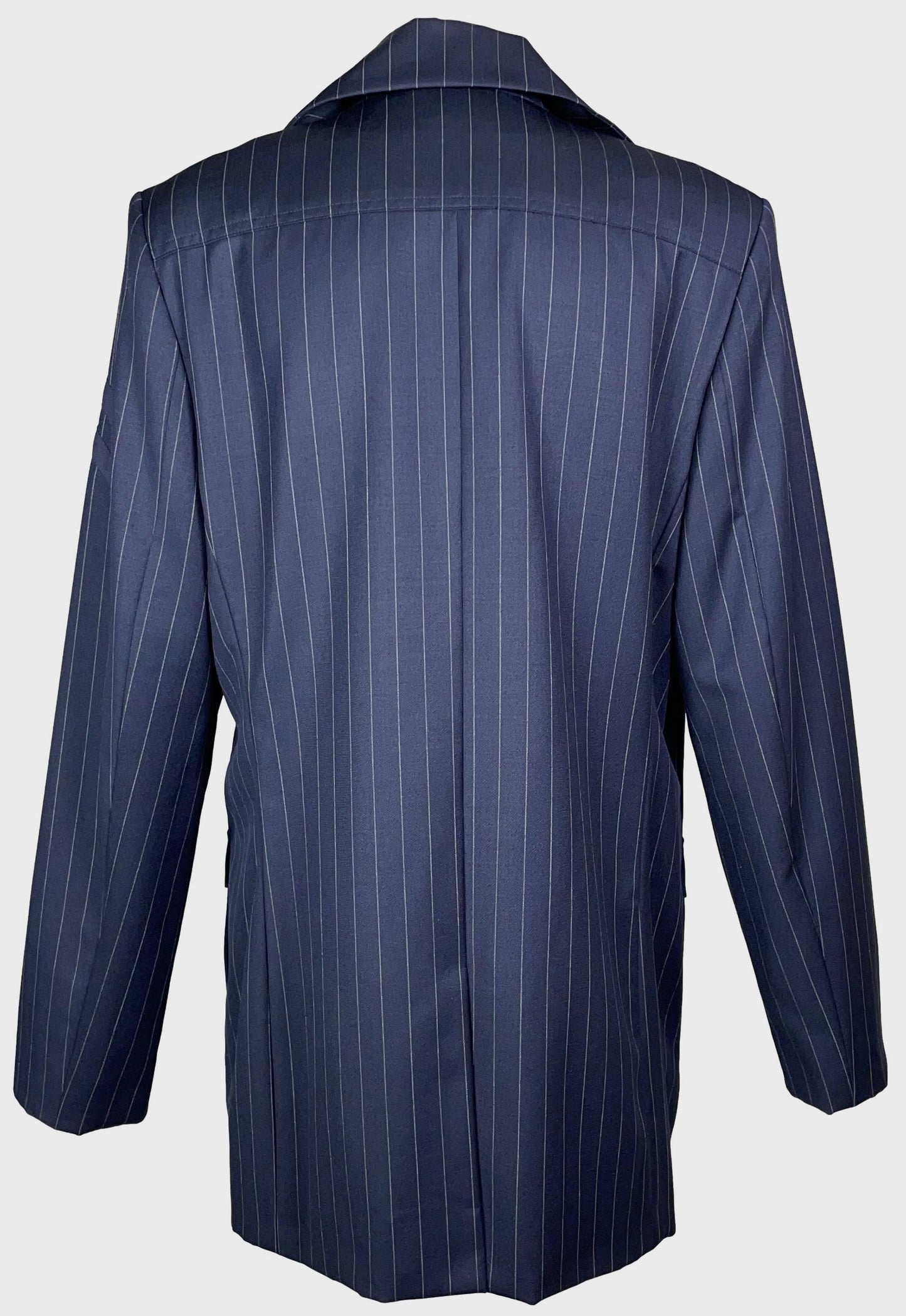 S/S 2001 Christian Dior by John Galliano Navy Blue Pinstripe Air Force Military Jacket
