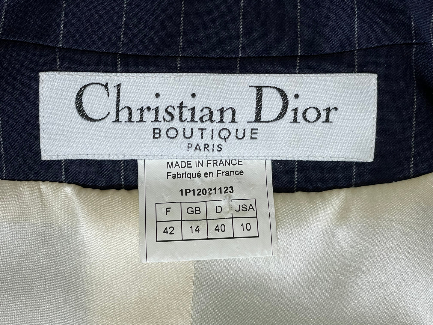 S/S 2001 Christian Dior by John Galliano Navy Blue Pinstripe Air Force Military Jacket