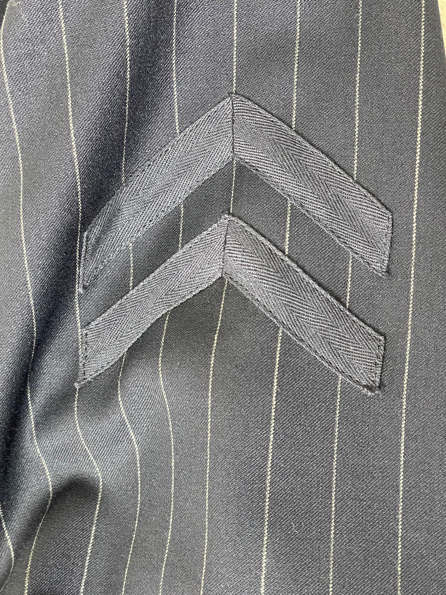 S/S 2001 Christian Dior by John Galliano Navy Blue Pinstripe Air Force Military Jacket