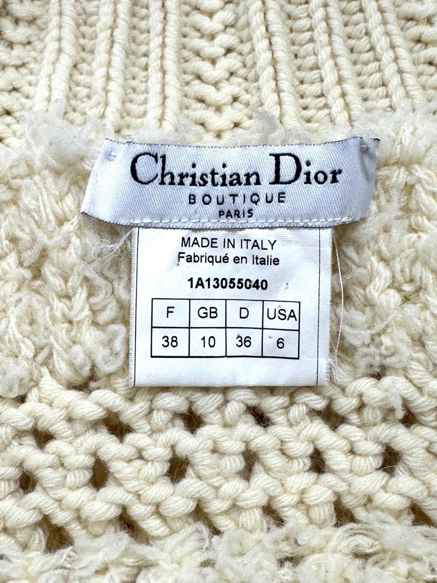 F/W 2001 Christian Dior by John Galliano Boho Chic Cream Knit Strapless Crop Top
