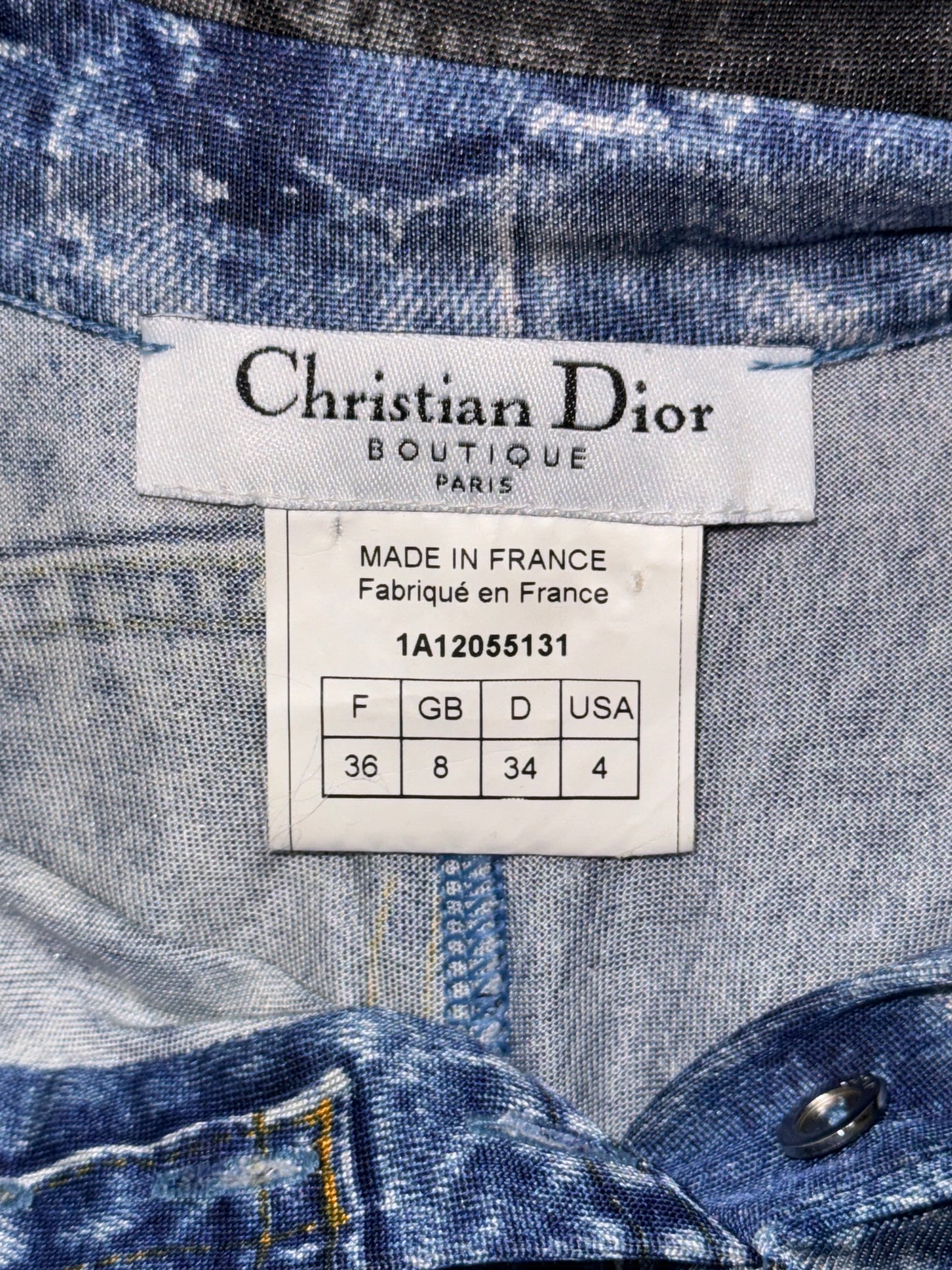 F/W 2001 Christian Dior by John Galliano Trompe L'oeil Jersey Silk Bodycon Micro Mini Dress