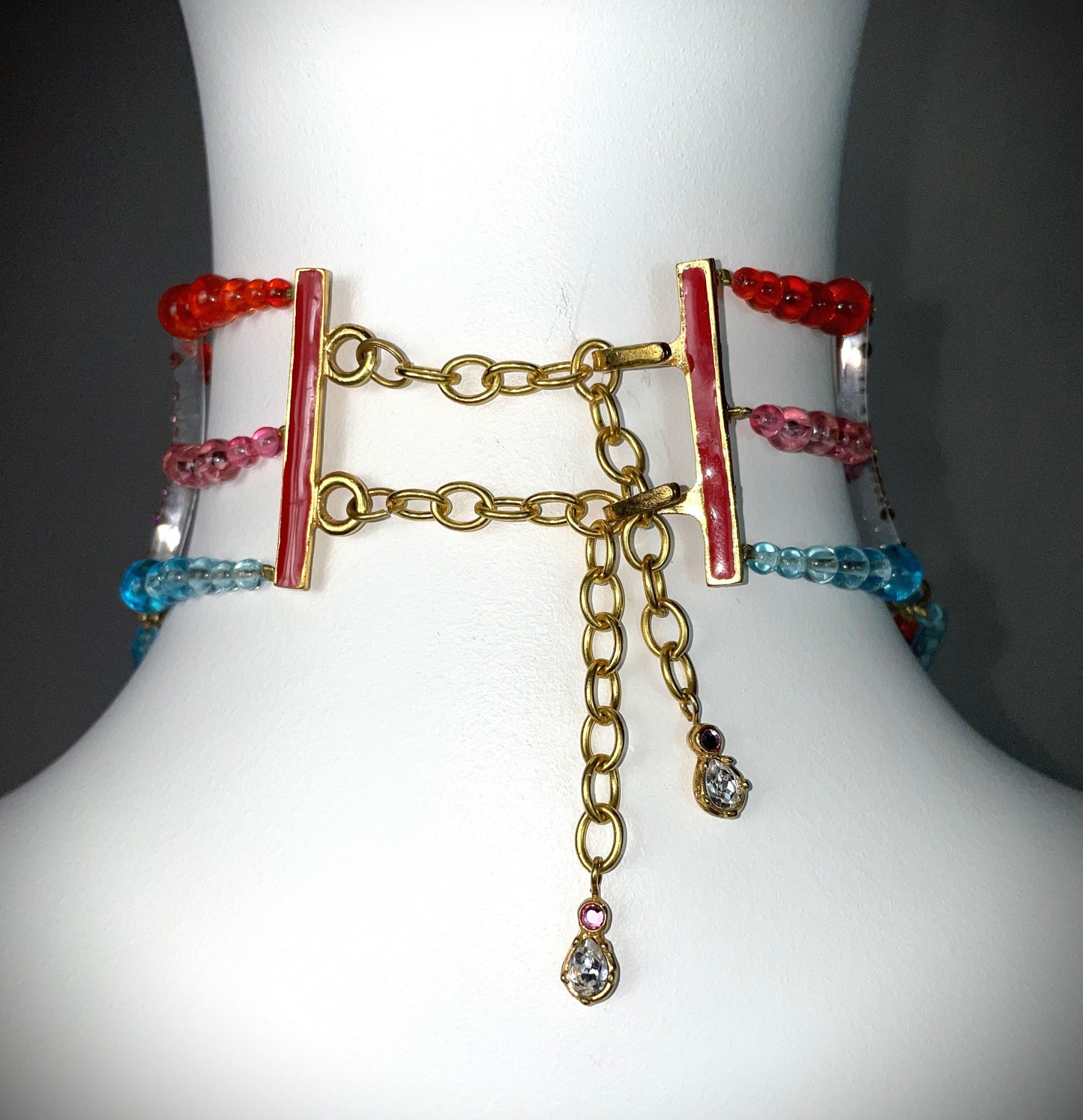 F/W 2001 Christian by John Galliano Haute Couture Crystal Harajuku Large Choker Necklace & Earring Set