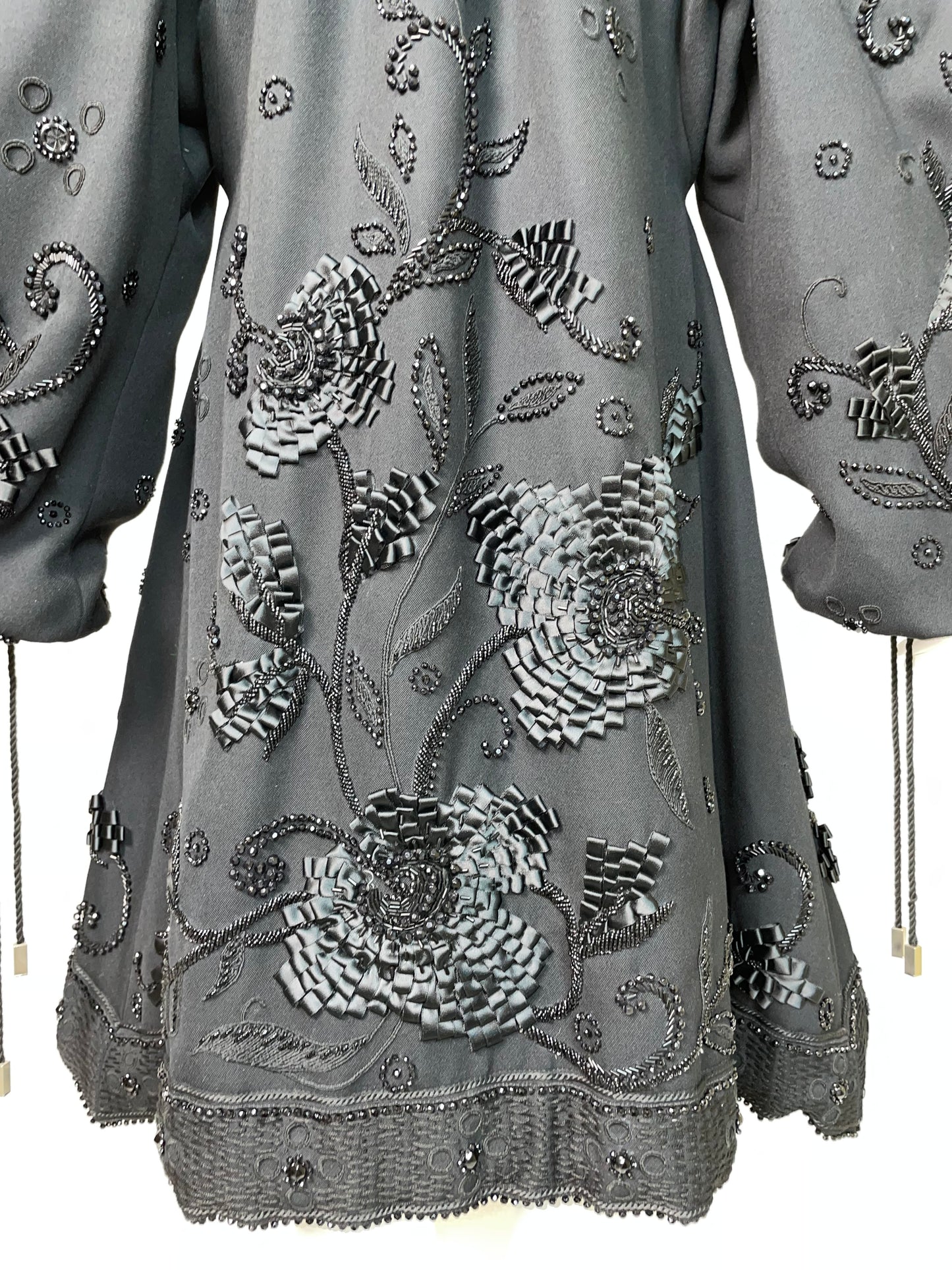 F/W 2001 Christian Dior by John Galliano Haute Couture Runway Black Embellished Baggy Hooded Coat