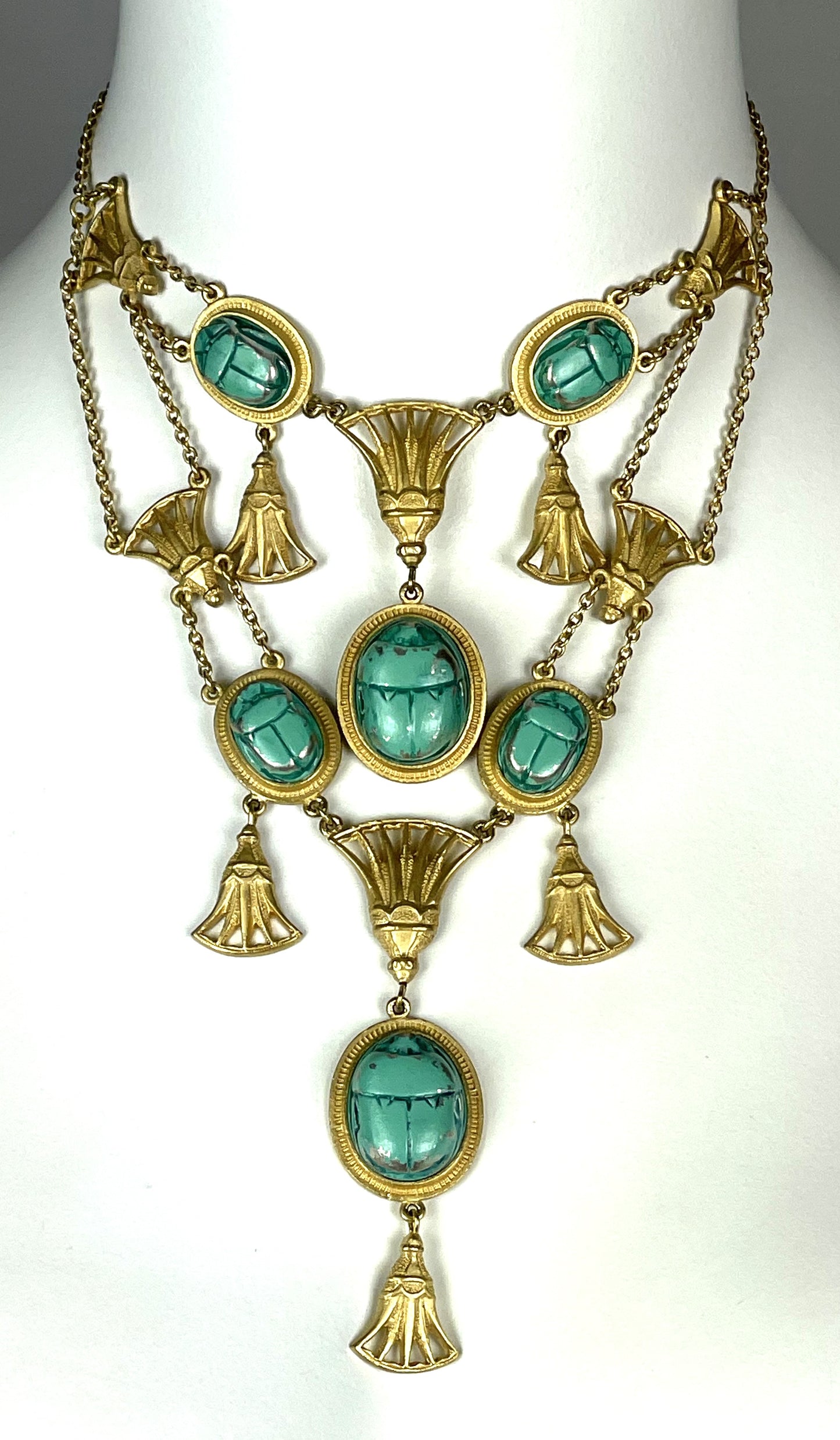 F/W 2001 Christian Dior by John Galliano Turquoise Scarab Egyptian Large Choker Necklace