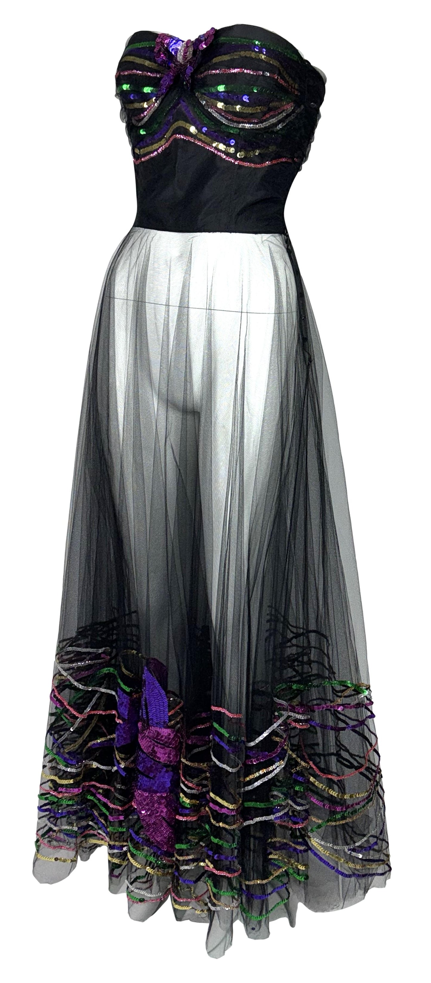F/W 2001 Christian Dior by John Galliano Runway Strapless Bustier Ballerina Black Swan Tulle Gown Dress