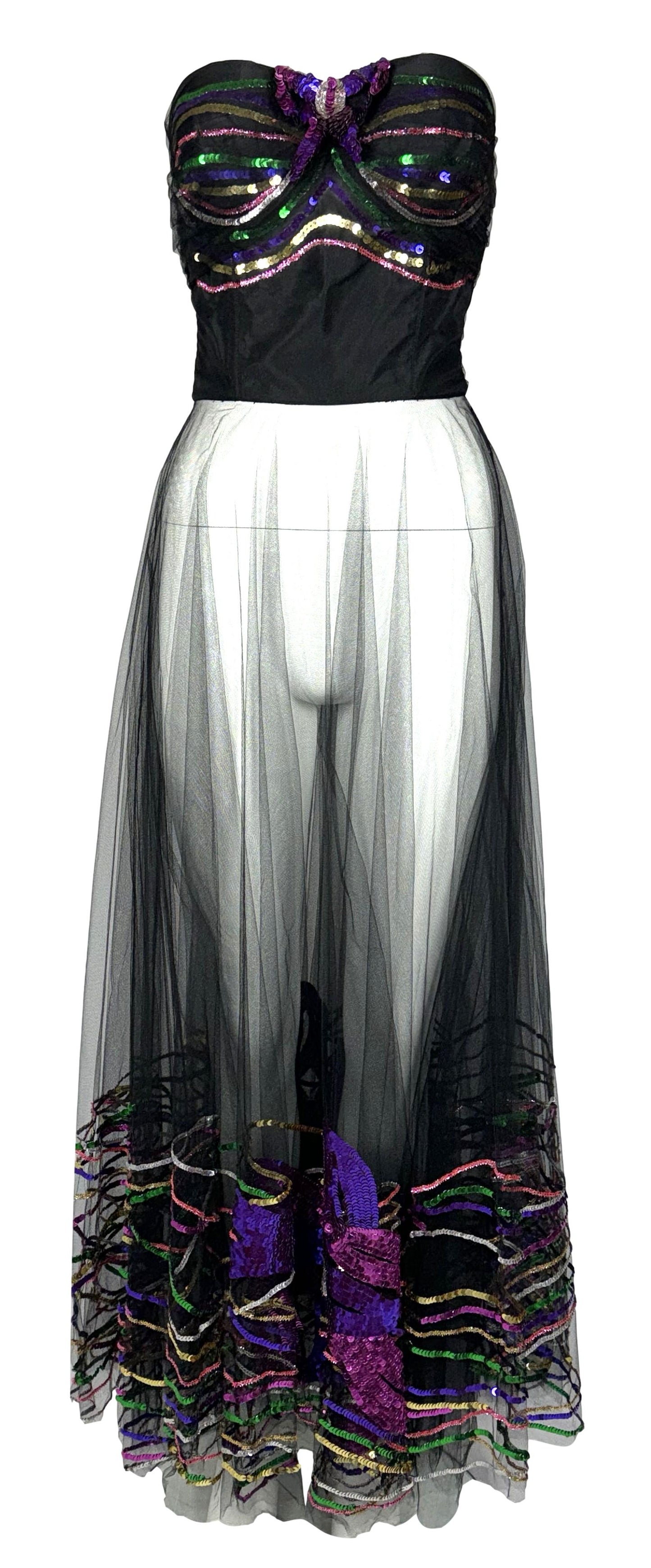 F/W 2001 Christian Dior by John Galliano Runway Strapless Bustier Ballerina Black Swan Tulle Gown Dress