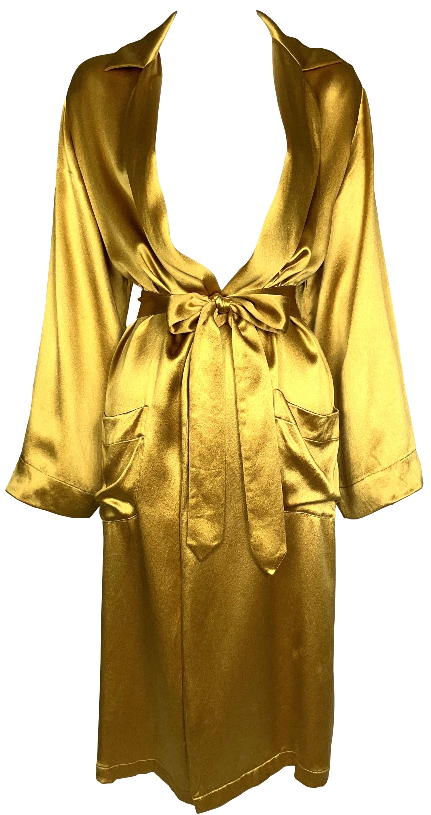 F/W 2001 Christian Dior by John Galliano Runway Gold Champion Boxer Silk Robe Dress Jacket