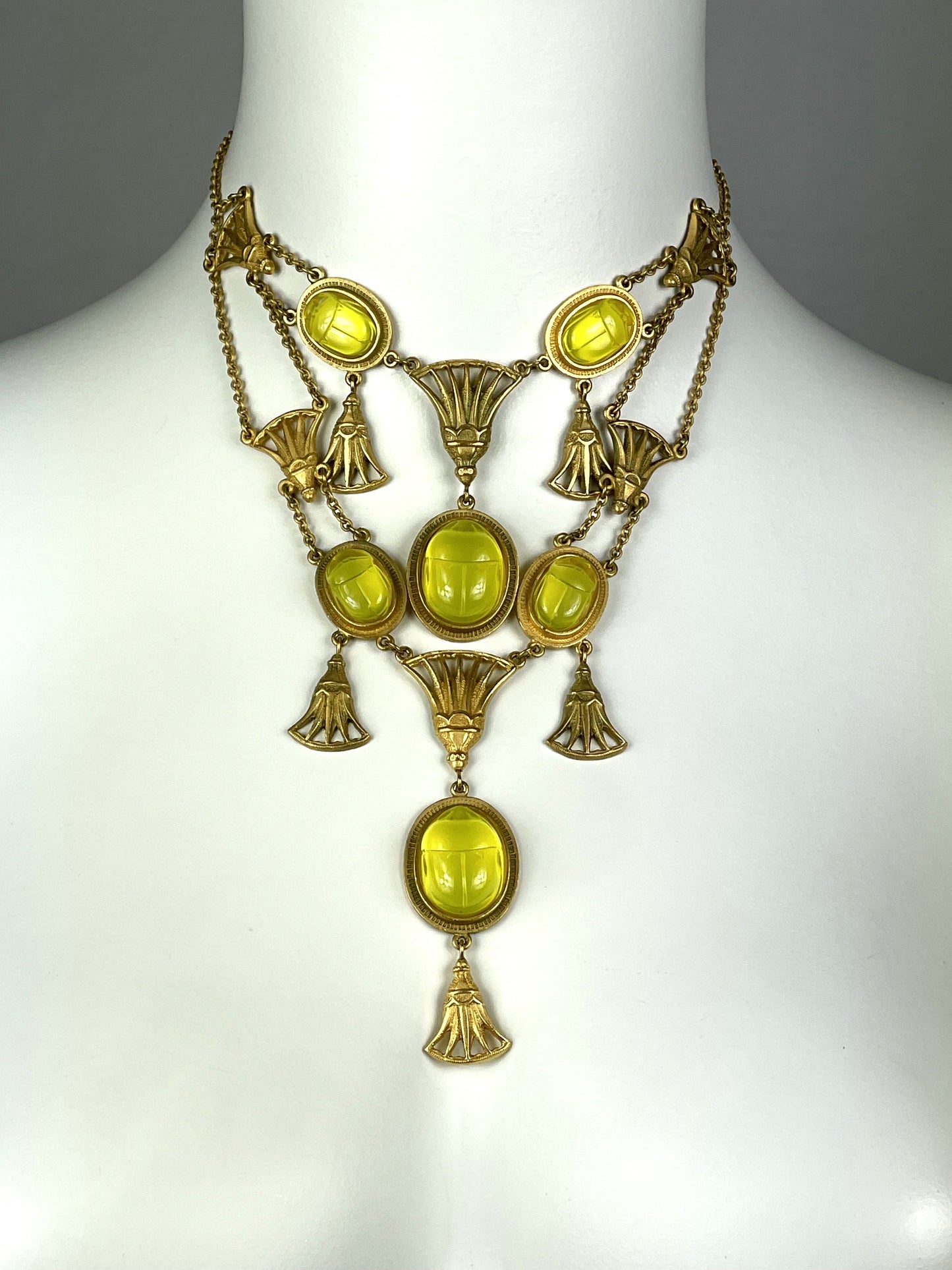 F/W 2001 Christian Dior by John Galliano Gold & Yellow Egyptian Scarab Choker Necklace