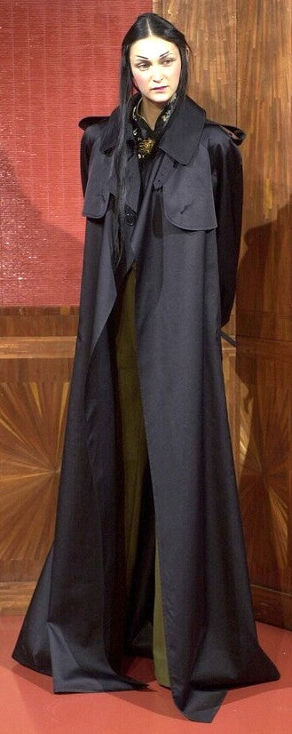 F/W 2001 Jean Paul Gaultier Haute Couture Runway Sheer White Silk Organza Cut-Out Sides Long Trench Coat Jacket Dress