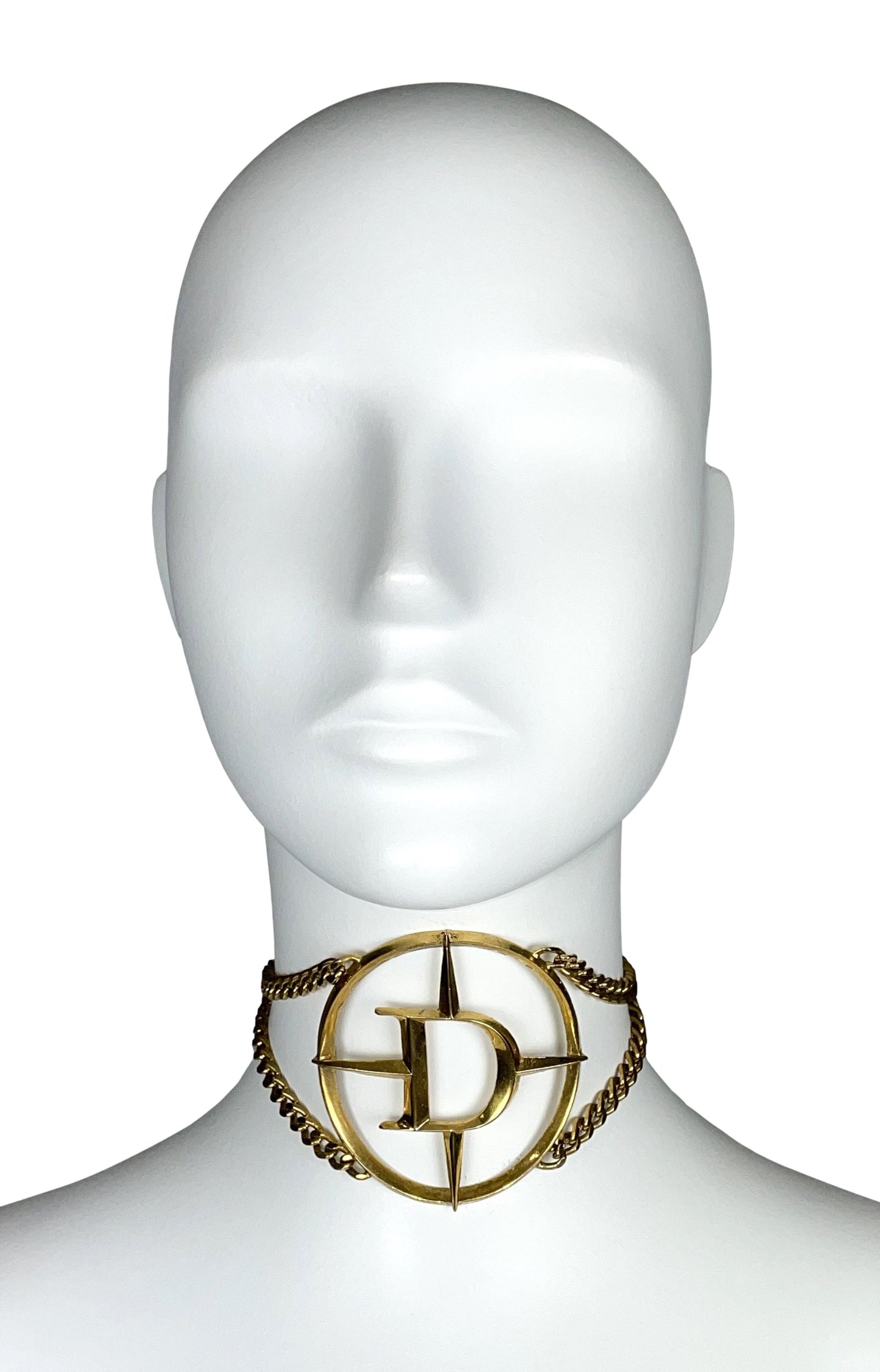 S/S 2001 Christian Dior by John Galliano Haute Couture Runway Huge Gold Mercedes Logo Choker Necklace