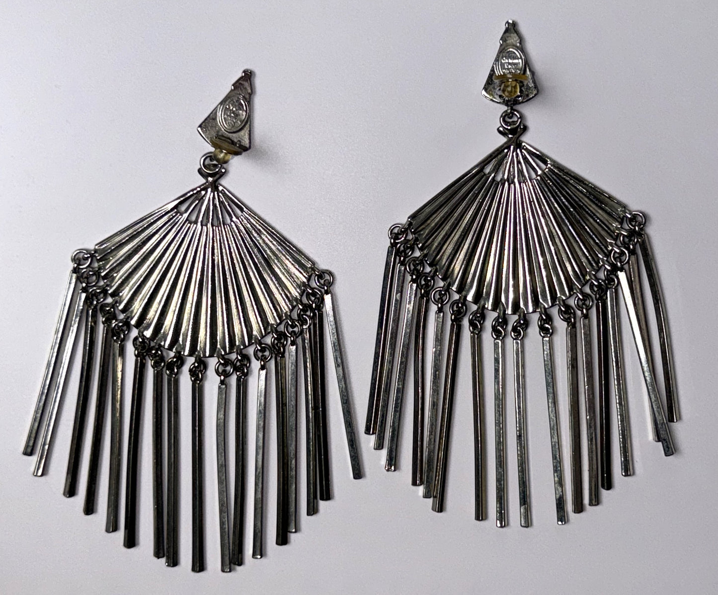 S/S 2001 Christian Dior Haute Couture by John Galliano Runway Large Silver Fan Earrings