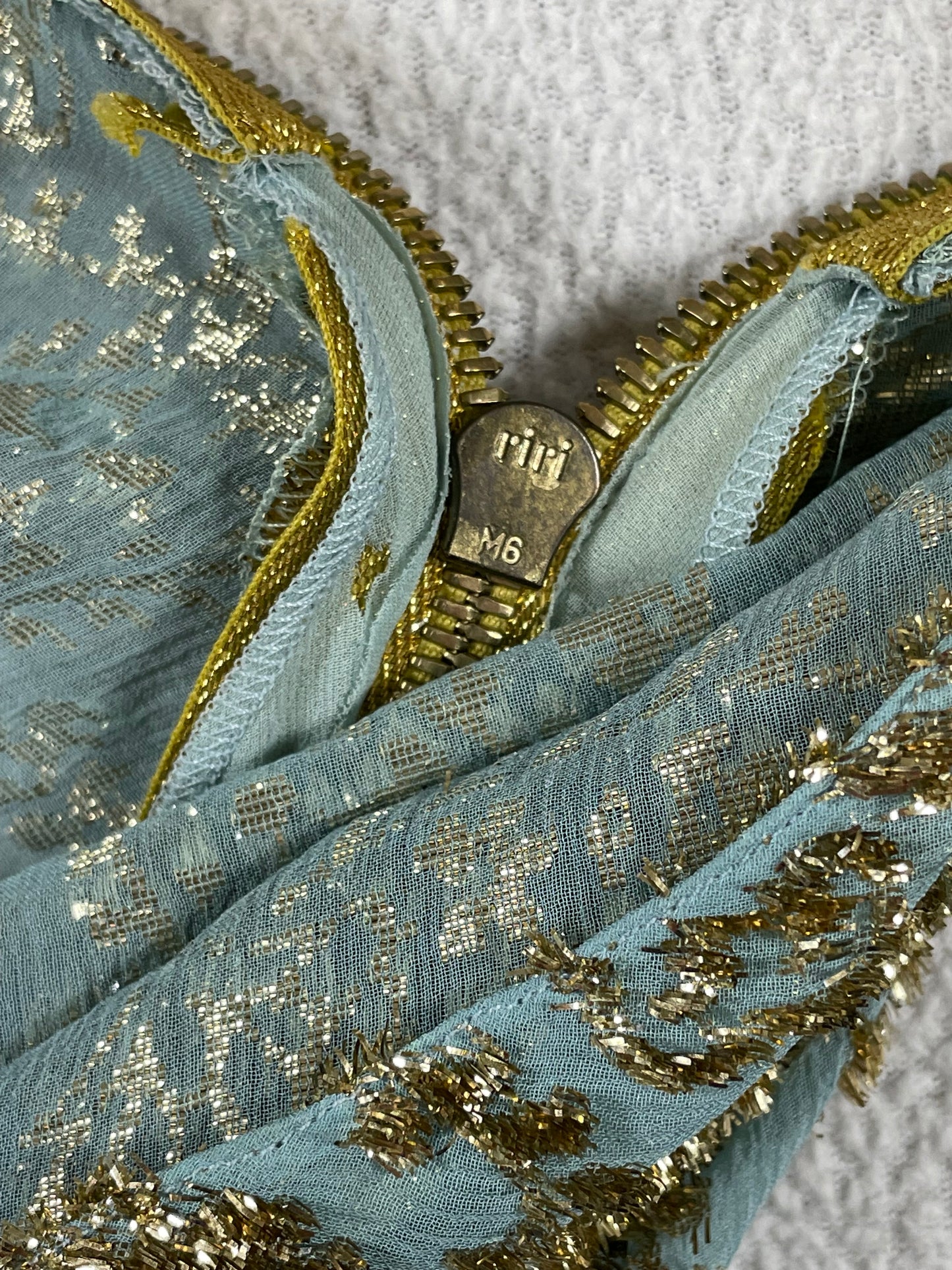 S/S 2001 Christian Dior by John Galliano Runway Blue & Gold Dress Snakeskin Zipper Dress & RARE Black Fishnet Jumpsuit