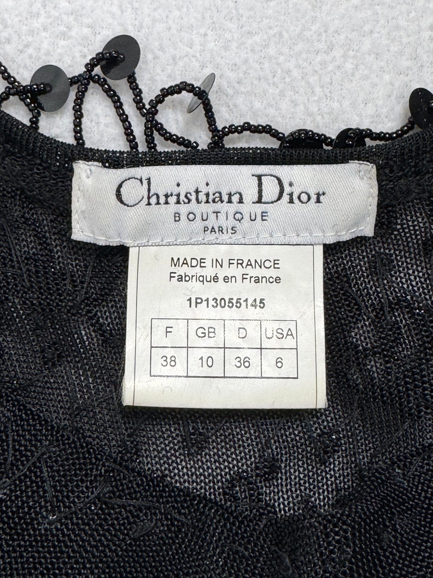S/S 2001 Christian Dior by John Galliano Sheer Black Knit Beaded Fringe Tank Top