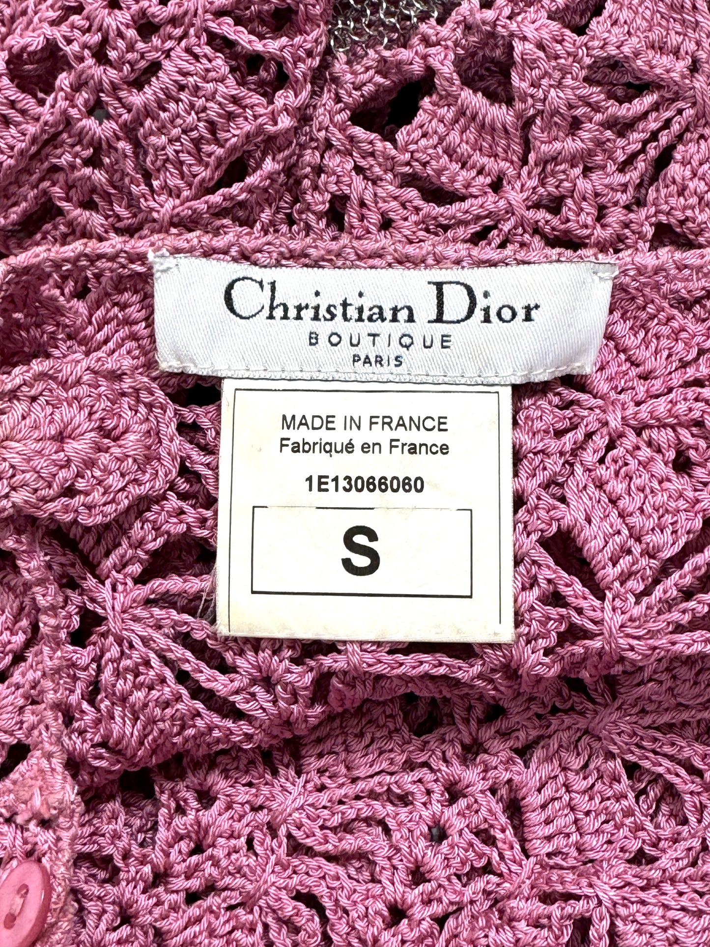 S/S 2001 Christian Dior by John Galliano Sheer Pink Knit Chainmail Asymmetrical Mini Dress