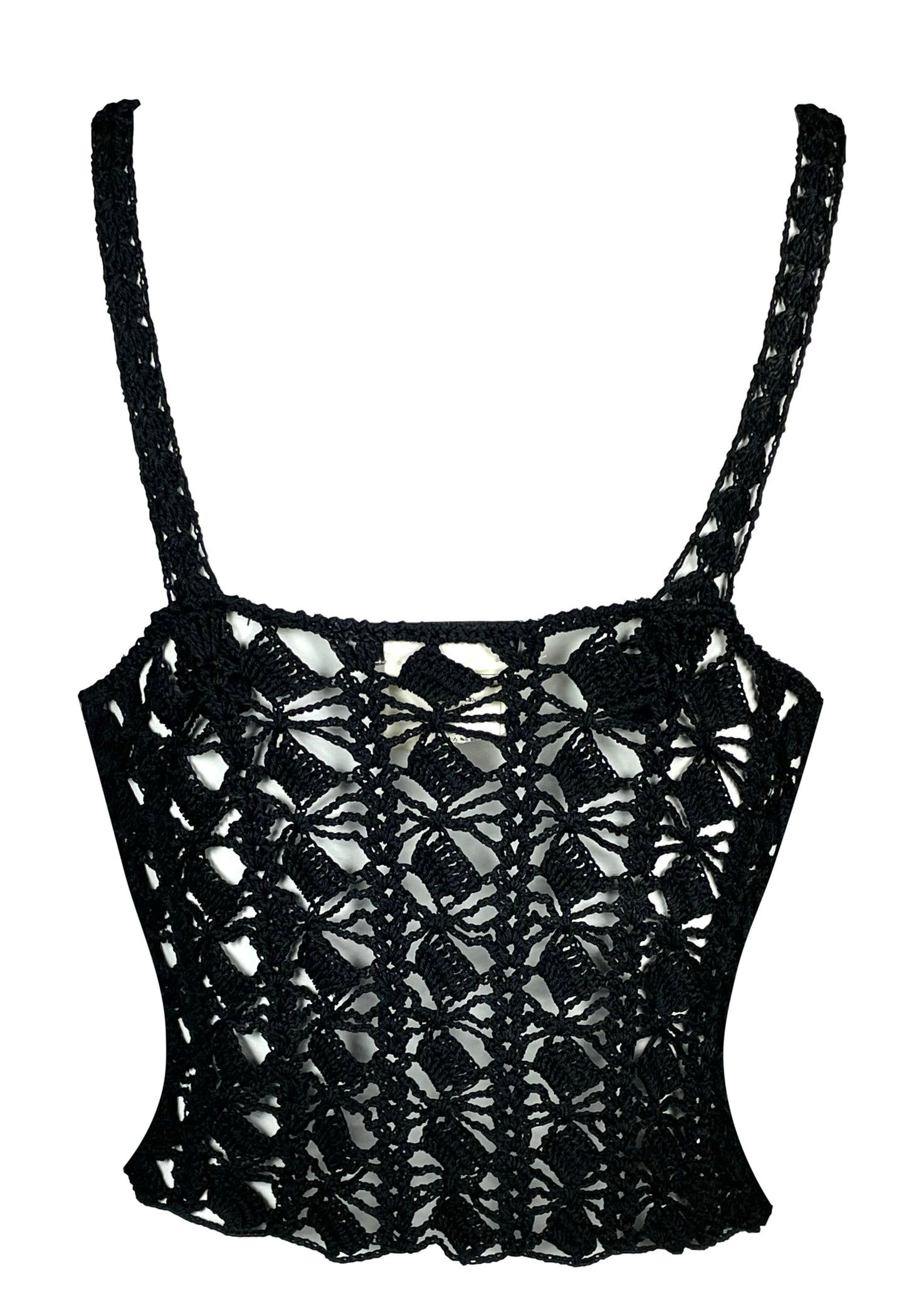 S/S 2001 Christian Dior by John Galliano Sheer Black Knit & Silver Chainmail Metal Mesh Top