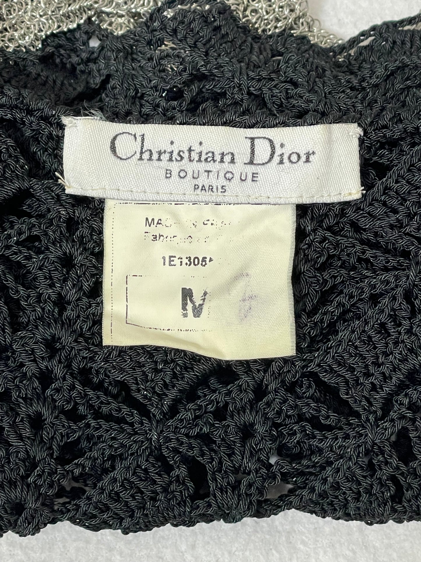 S/S 2001 Christian Dior by John Galliano Sheer Black Knit & Silver Chainmail Metal Mesh Top
