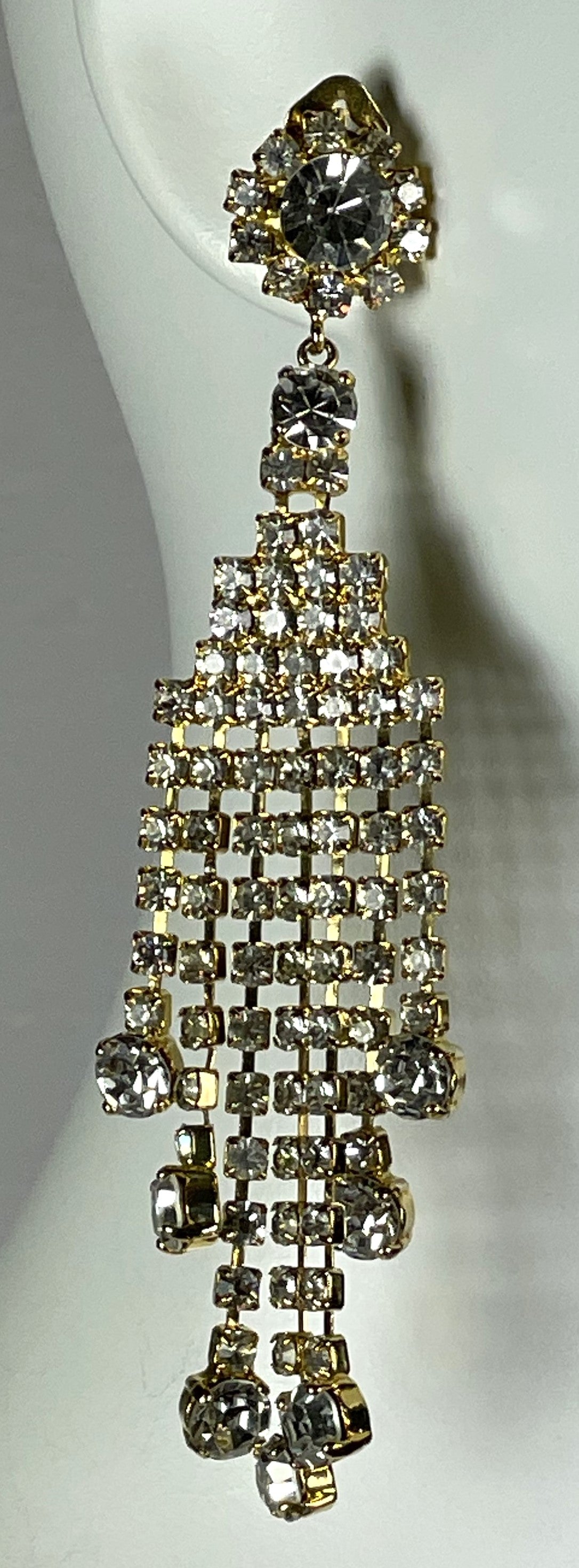S/S 2001 Dolce & Gabbana Runway Huge Gold Crystal Chandelier Earrings