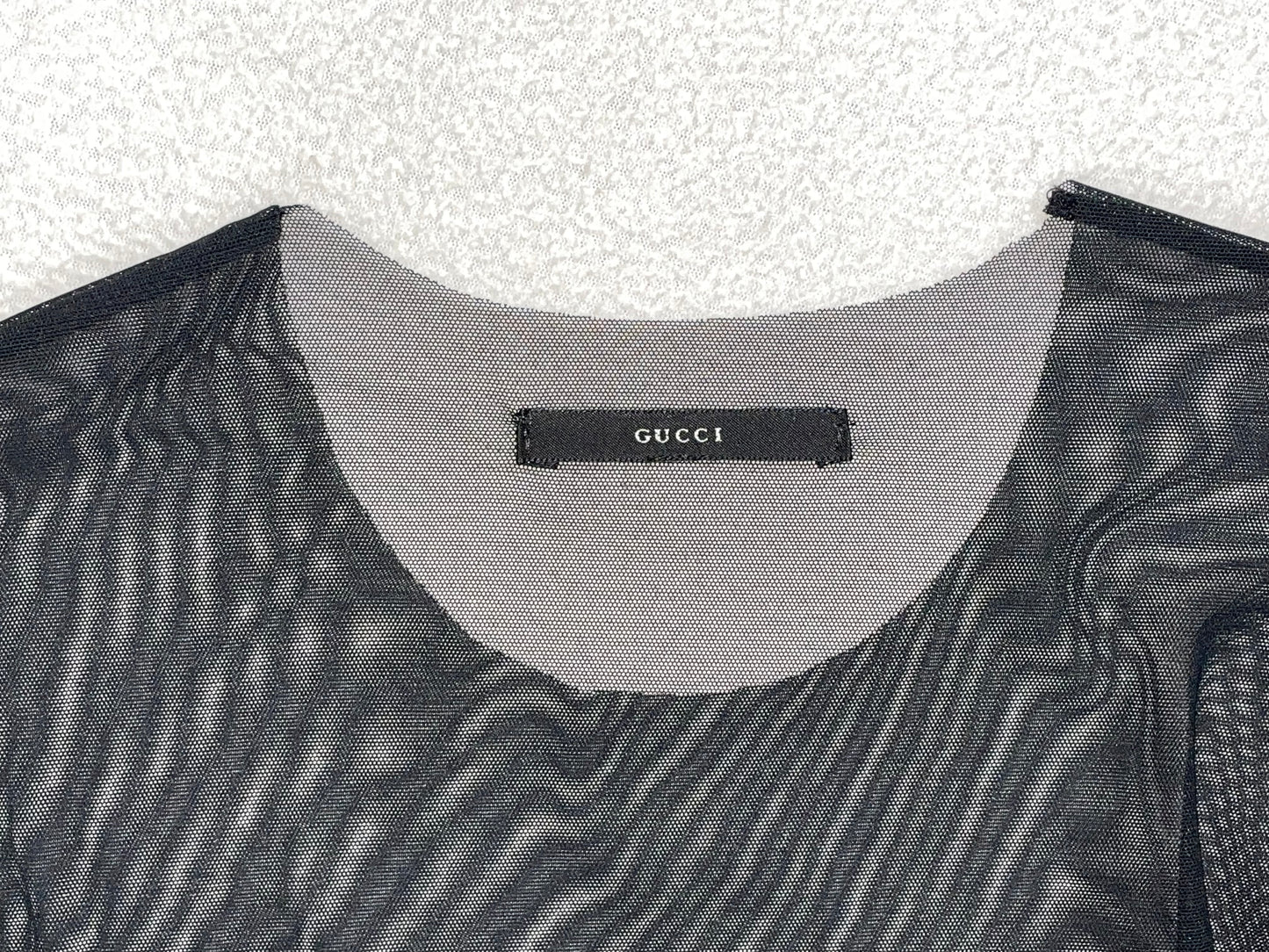 S/S 2001 Gucci by Tom Ford Sheer Black Stretch Mesh L/S Maxi Dress
