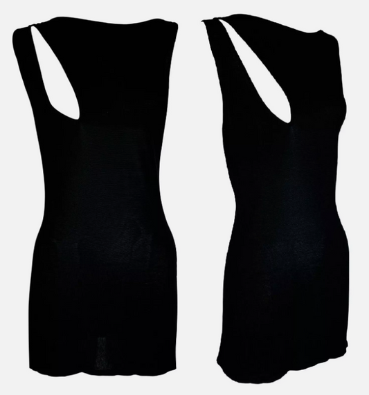 S/S 2001 Gucci by Tom Ford Black Chest Cut-Out Tunic Mini Dress