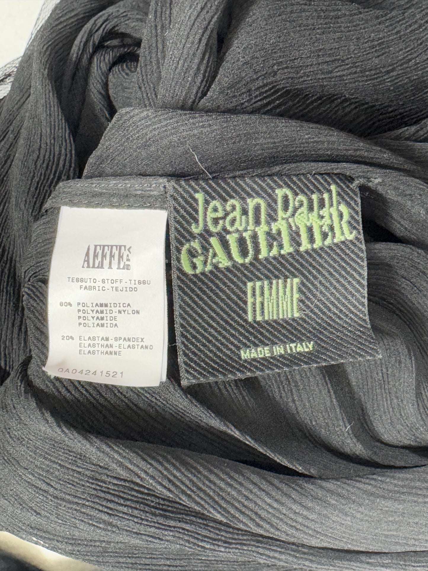 S/S 2001 Jean Paul Gaultier Runway Plunging Sheer Black Peasant Off Shoulder Maxi Dress