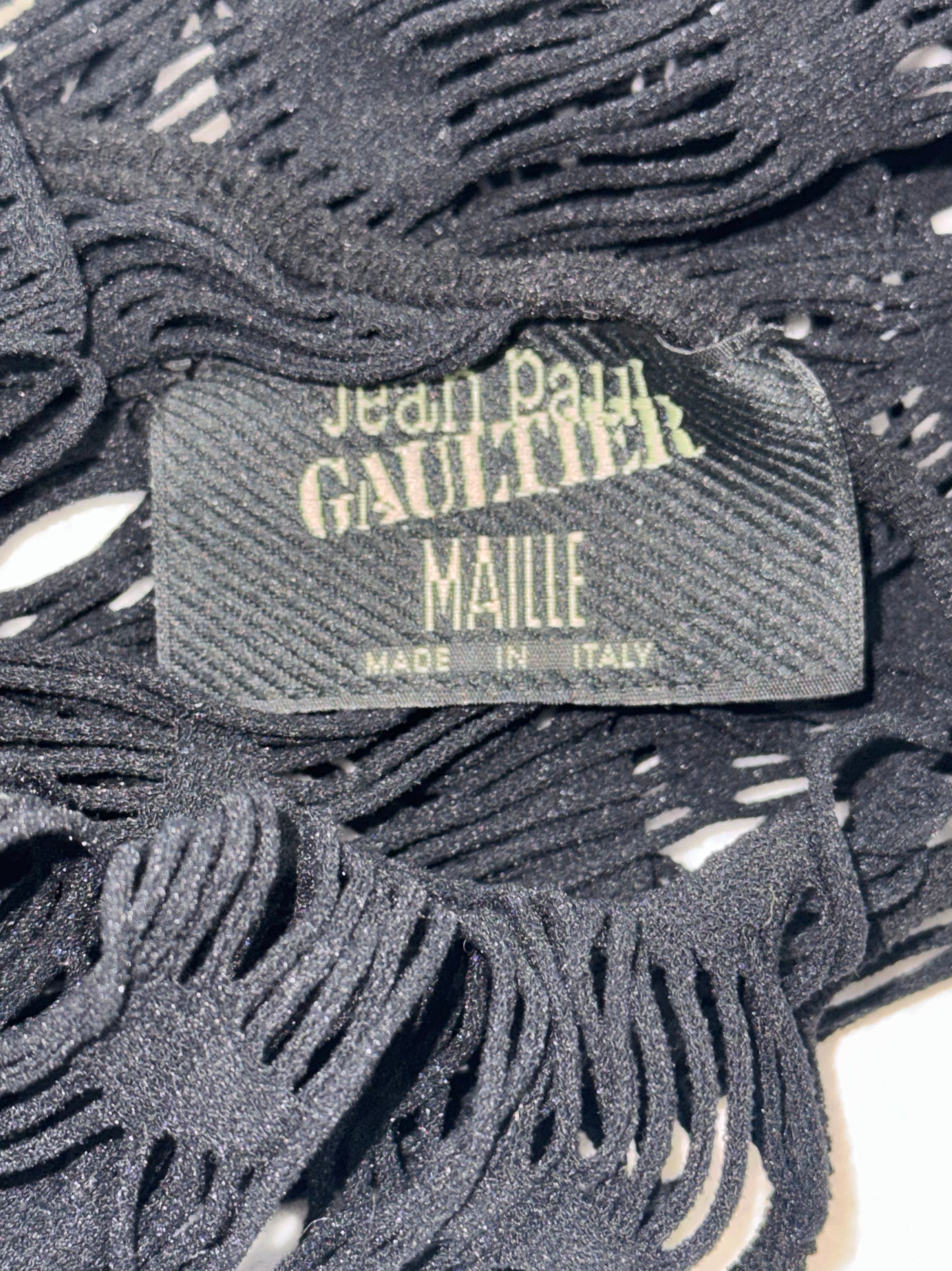 S/S 2001 Jean Paul Gaultier Sexy Sheer Black Fishnet Halter Wiggle Maxi Dress