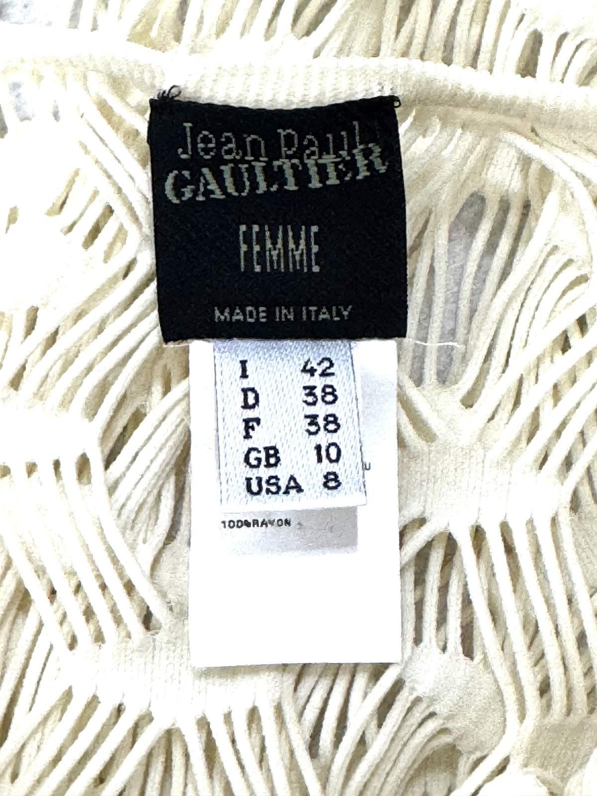 S/S 2001 Jean Paul Gaultier Sheer Ivory Bodycon Fishnet Mesh Halter Wiggle Extra Long Maxi Dress