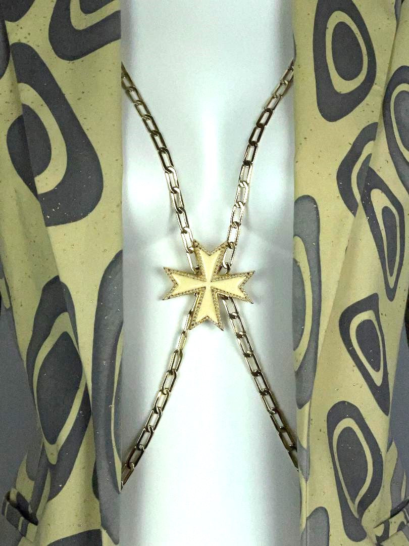S/S 2001 Roberto Cavalli Runway Gold Chain w Maltese Cross Jacket