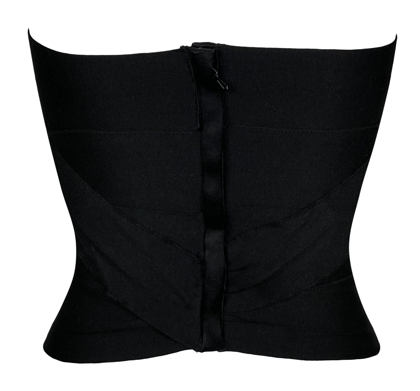 S/S 2001 Yves Saint Laurent by Tom Ford Black Cut-Out Bandage Strapless Crop Top