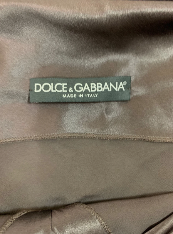 F/W 2002 Dolce & Gabbana Old Hollywood 1940's Style Brown Liquid Satin Plunging Mermaid Halter Gown Dress