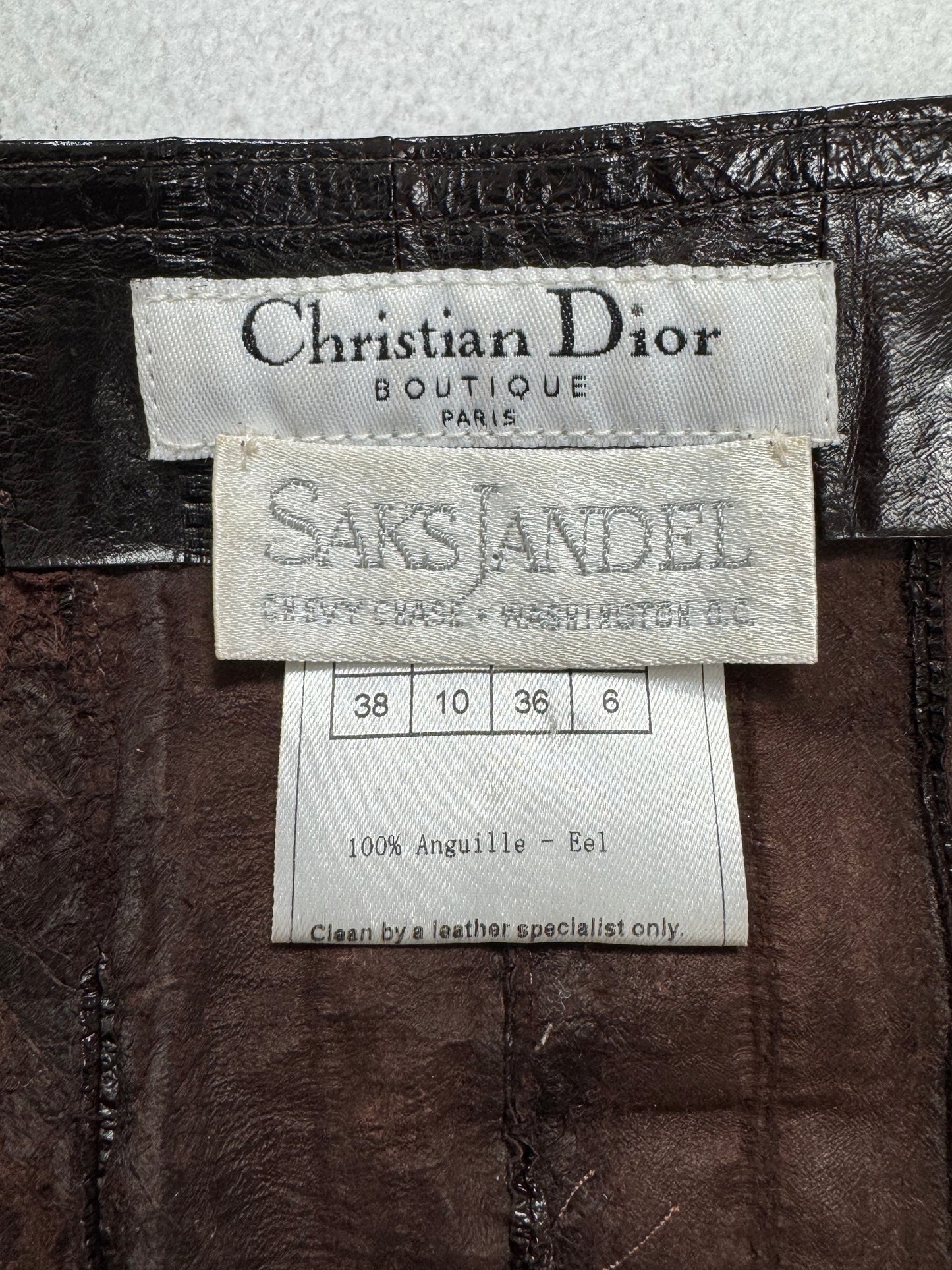F/W 2002 Christian Dior by John Galliano Brown Eel Skin Pleated School Girl Mini Skirt