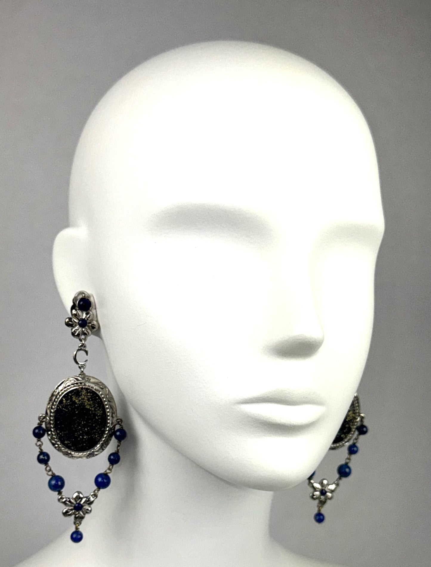 F/W 2002 Christian Dior by John Galliano Large Blue Lapis Chandelier Earrings