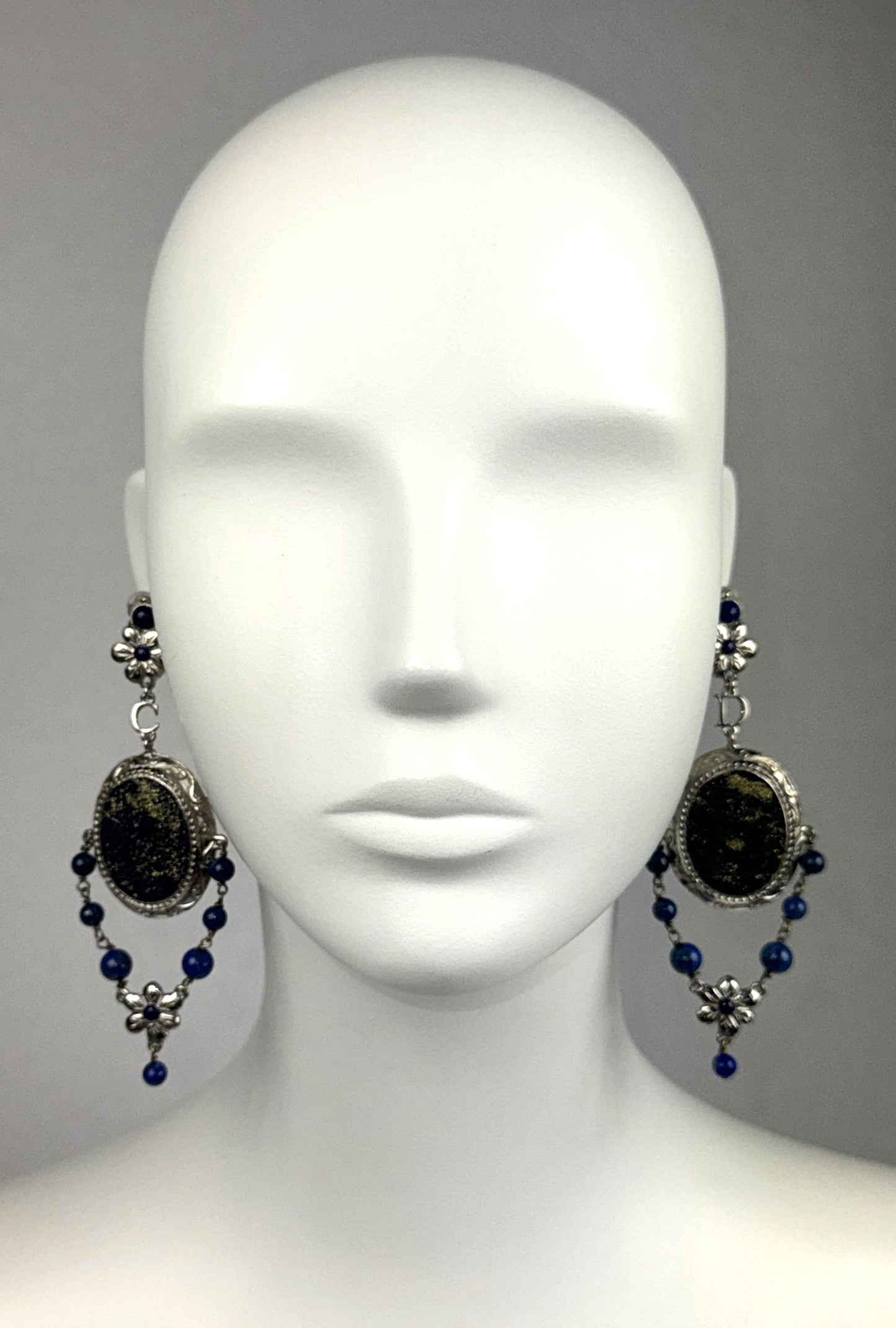 F/W 2002 Christian Dior by John Galliano Large Blue Lapis Chandelier Earrings