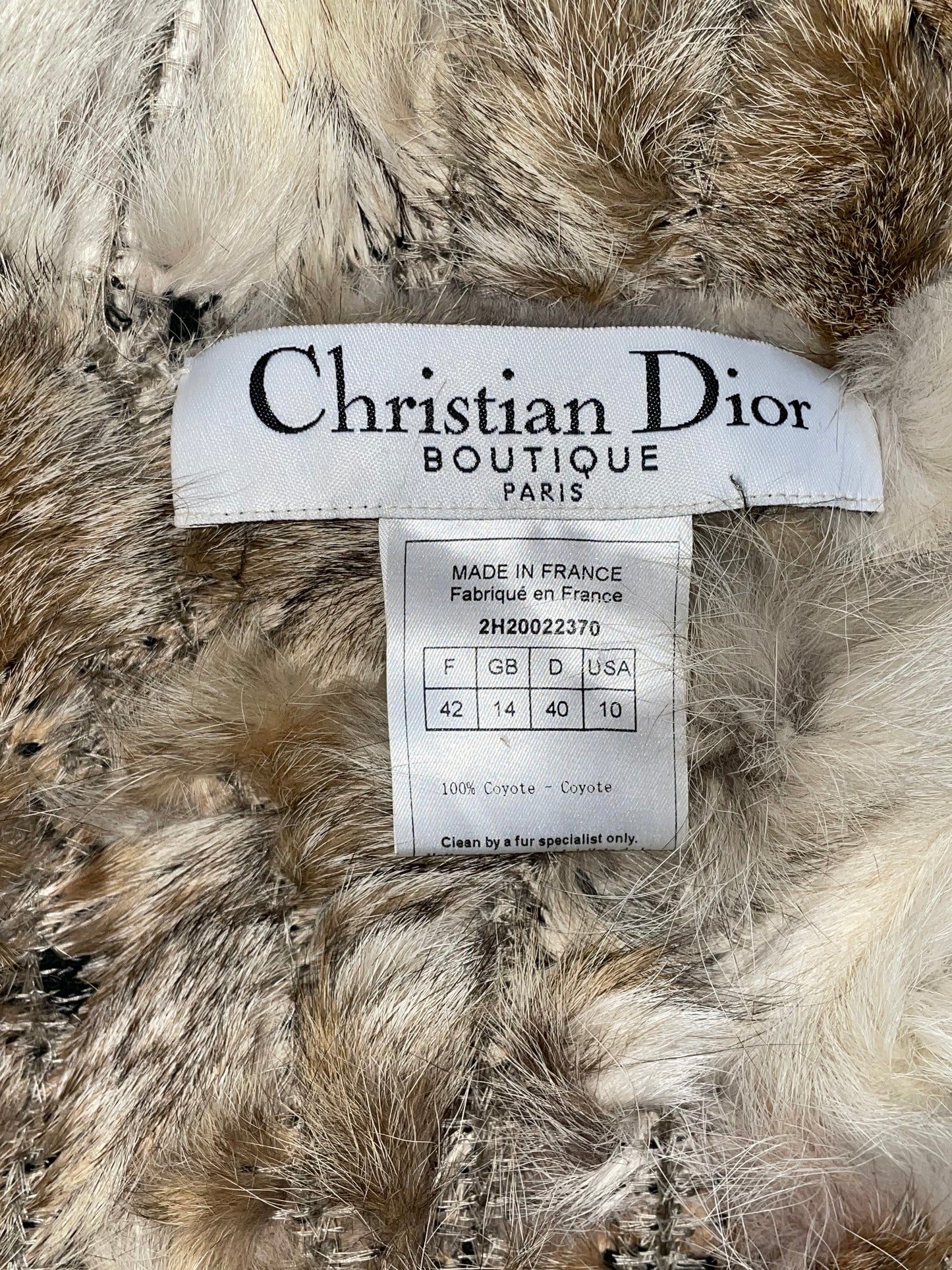 F/W 2002 Christian Dior by John Galliano Runway Coyote Fur Whipstitch Handmade Leather Jacket Coat
