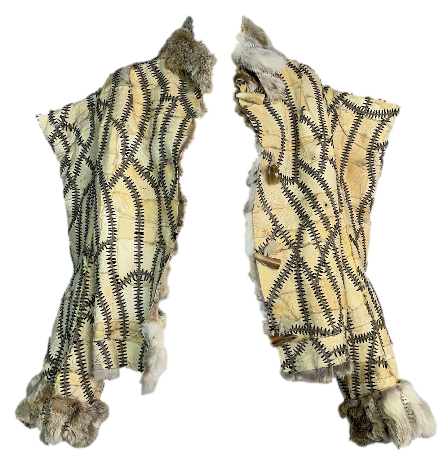 F/W 2002 Christian Dior by John Galliano Runway Coyote Fur Whipstitch Handmade Leather Jacket Coat