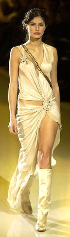 F/W 2002 Emanuel Ungaro Runway Plunging Black Cut-out Ruffle High Slit Maxi Dress