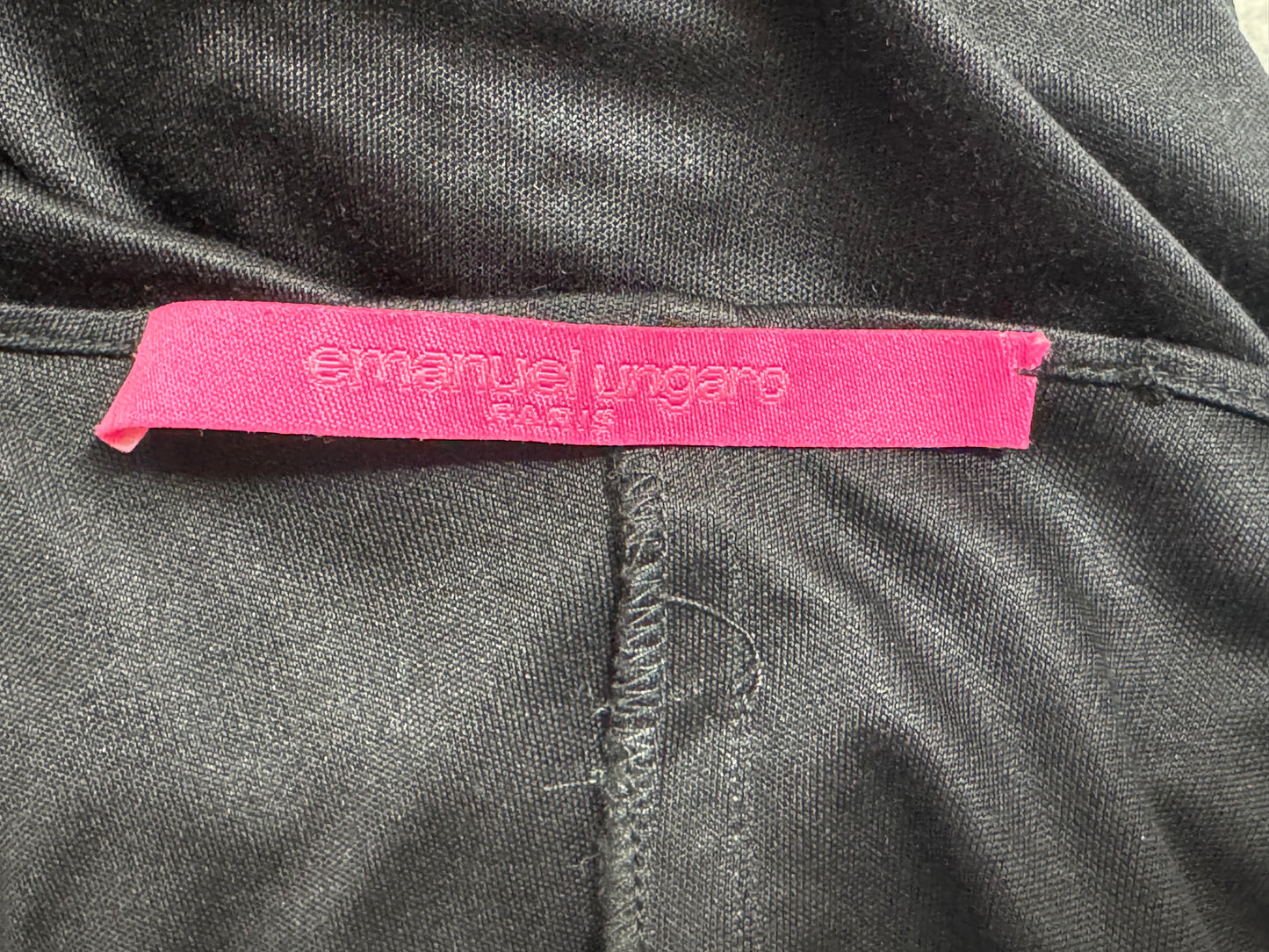 F/W 2002 Emanuel Ungaro Runway Plunging Black Cut-out Ruffle High Slit Maxi Dress