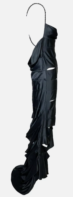 F/W 2002 Gucci by Tom Ford Runway Black Cut-Out Ribbon Gown Maxi Dress 40