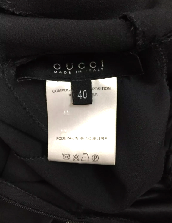 F/W 2002 Gucci by Tom Ford Runway Black Cut-Out Ribbon Gown Maxi Dress 40