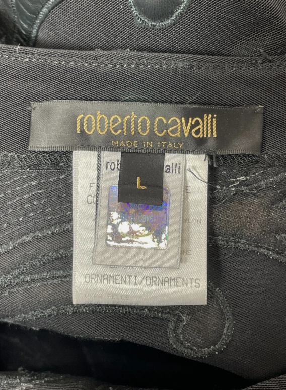 F/W 2002 Roberto Cavalli Runway Black Bodycon Bandage Column Maxi Dress