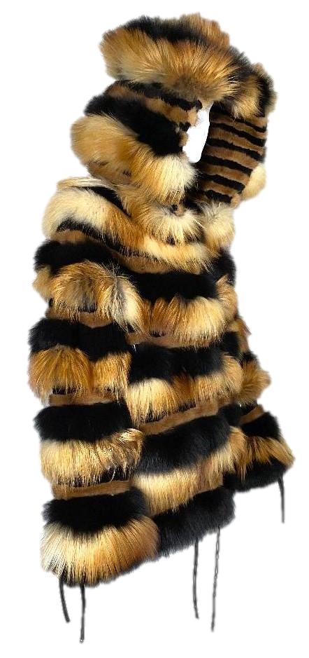 F/W 2002 Roberto Cavalli Runway Hooded Mink & Fox Fur Coat Jacket