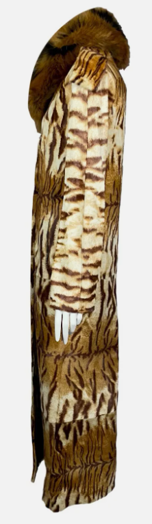 F/W 2002 Roberto Cavalli Runway Tiger Print Pony Fur and Fox Fur Long Coat