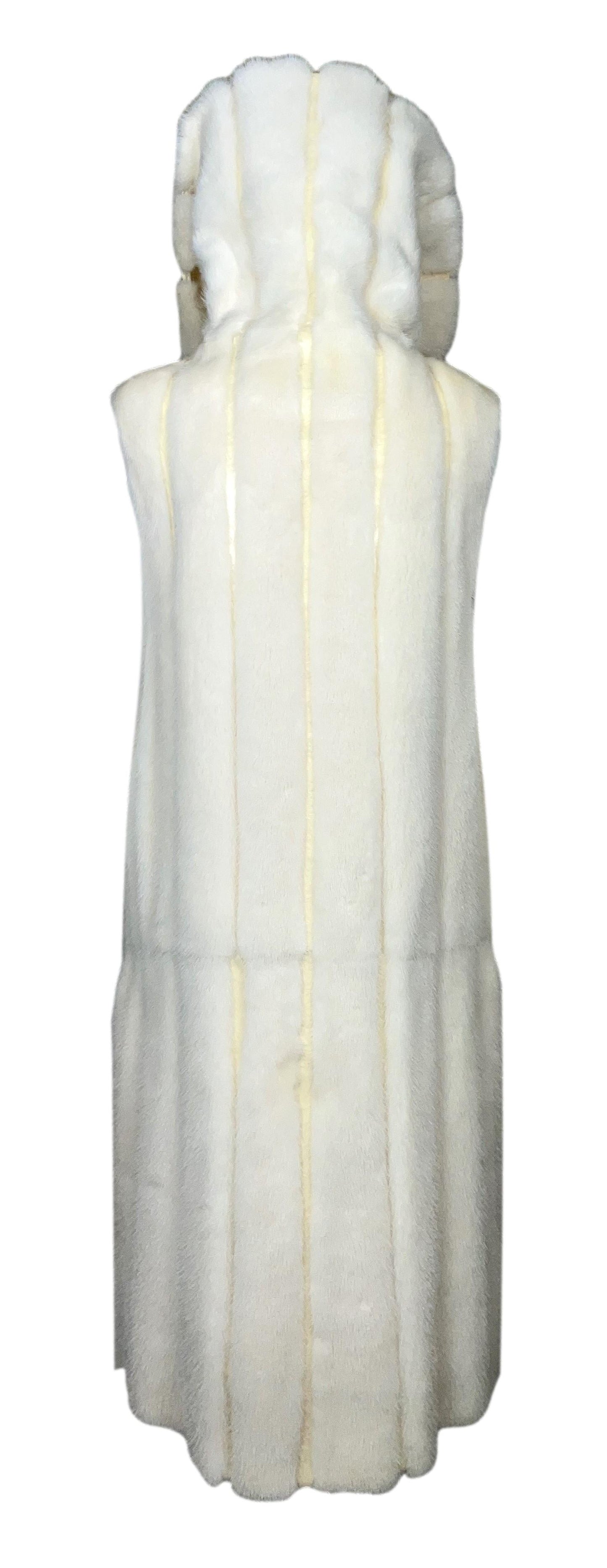 F/W 2002 Roberto Cavalli Runway Ivory Mink Fur High Collar Vest Dress Coat