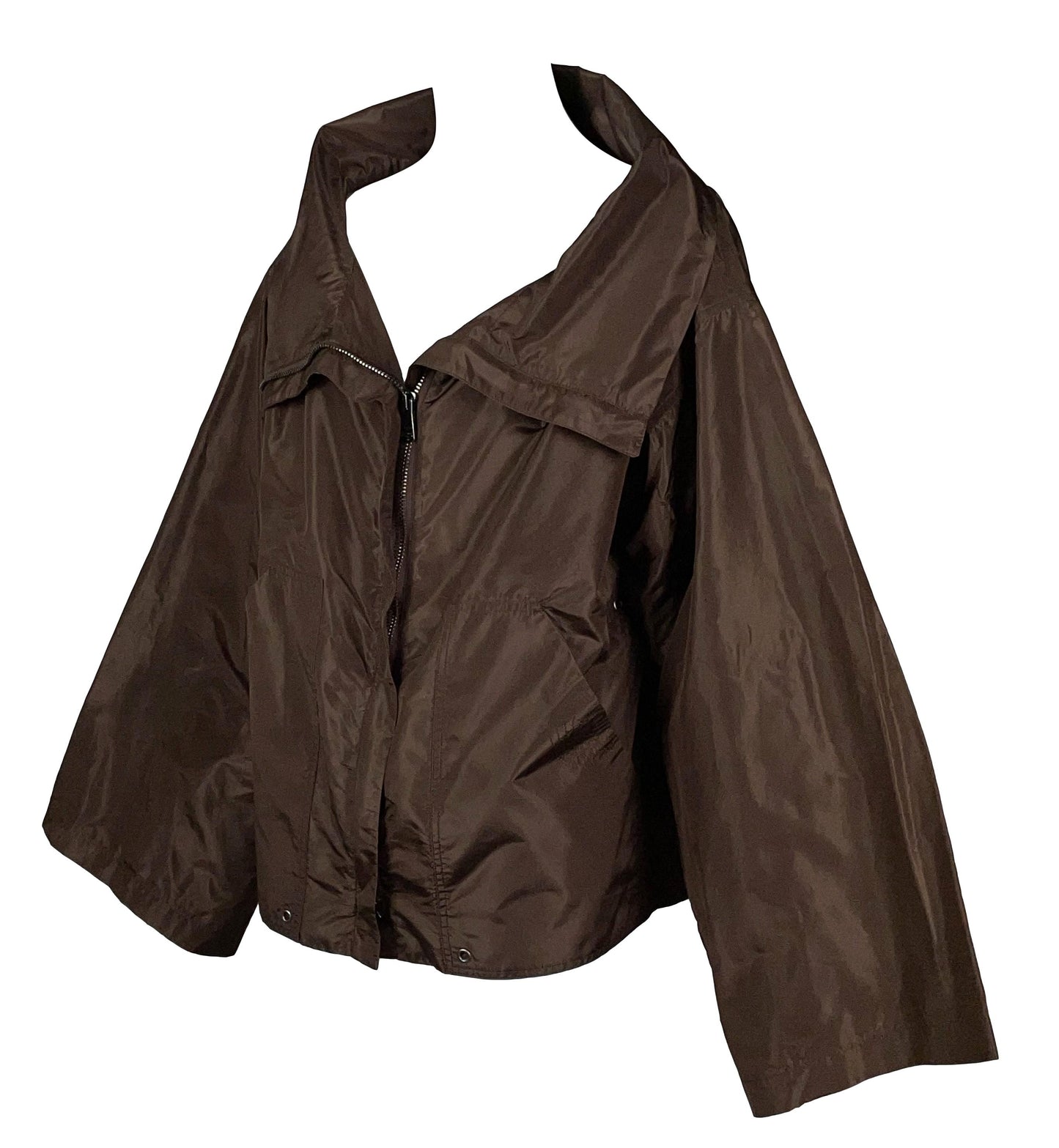 F/W 2002 Gucci by Tom Ford Brown Silk Baggy Kimono Jacket