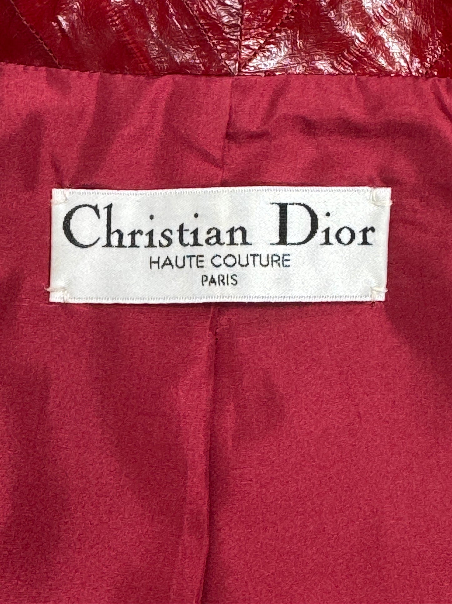 S/S 2002 Christian Dior x John Galliano Haute Couture Red Eel Skin Fitted 1940's Vixen Jacket