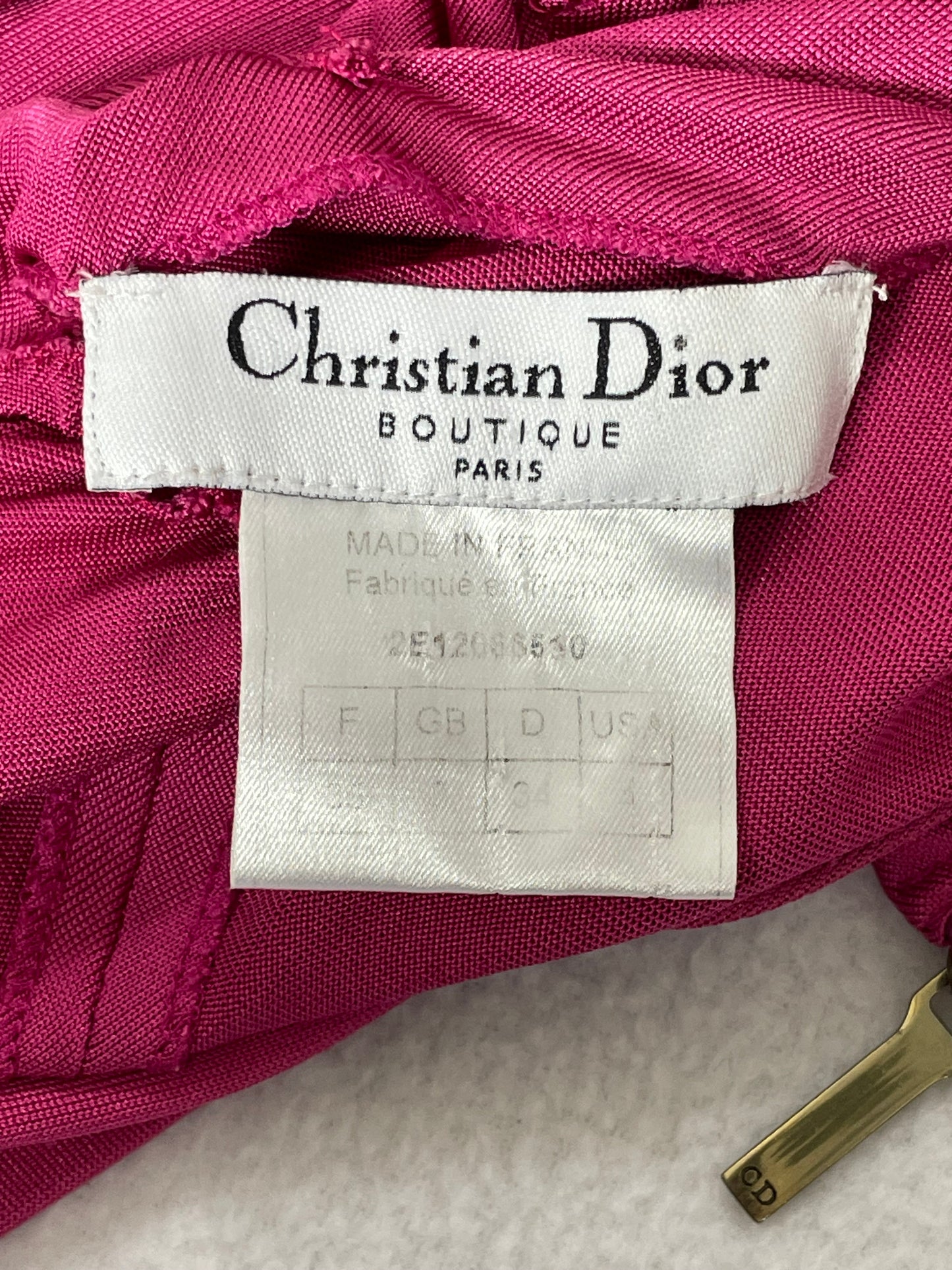 S/S 2002 Christian Dior by John Galliano Hot Pink High Zipper Slit Maxi Dress