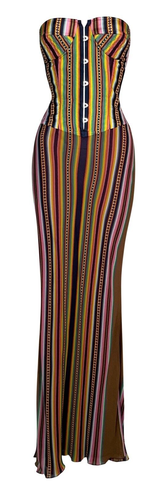 S/S 2002 Christian Dior by John Galliano Rasta Bustier Strapless High Slit Maxi Dress